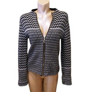 ANNE KLEIN WOMENS LONG SLEEVE BLACK/WHITE SWEATER CARDIGAN SIZE MEDIUM